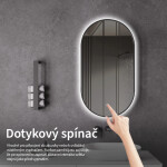 CERANO - Koupelnové LED zrcadlo Balzo, kovový rám - černá matná - 40x60 CER-NT8144H-40X60