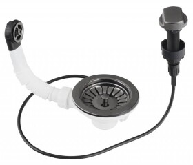 Bruckner - Dřezová výpust 6/4", s přepadem a ovládáním, nerez/gun metal 155.122.6