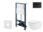 Kielle - Genesis New Set předstěnové instalace, klozetu Oudee, Vortex Rimless+, sedátka softclose a tlačítka Gemini New II, matná černá 30528SS33