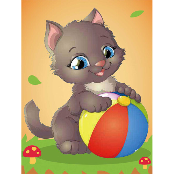 Antistresové omalovánky TSvetnoy TSvetnoy, X007e, Diamond painting - diamantové malování, 17 x 22 cm, Koťátko