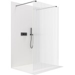 CERANO Sprchová zástěna Walk-in Onyx Duo L/P - 8 mm - hranatá vzpěra - černá matná, rýhované sklo - 90x200 cm