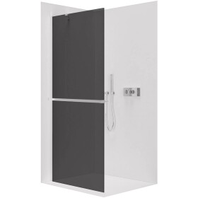 CERANO Sprchová zástěna Walk-in Onyx Y L/P - 8 mm + polička/držák na ručníky - chrom, grafitové sklo - 150x200 cm