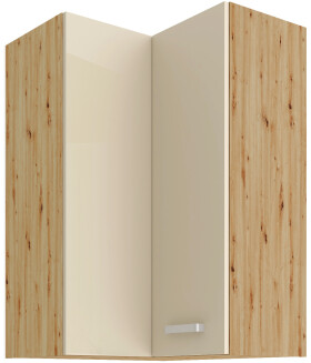 Horní rohová skříňka Artisan 60x60 GN-90 2F (90°) Barva korpusu: Dub artisan, Barva dvířek: Krémový lesk