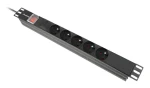 Lanberg PDU černá / Zásuvková lišta do racku / 19" 1U / 5x zásuvka / IEC C14 / 10 A (PDU-05E-0200-IEC-BK)