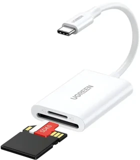UGREEN CM265 Čtečka paměťových karet bílá / USB-C / 2v1 (35506)