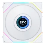Lian Li UNI FAN 12TLLCD1W TL LCD Series ARGB 1 ks bílá / 120 mm / 27 dB @ 1900 RPM / 4pin PWM + 3pin ARGB (12TLLCD1W)