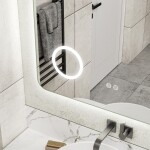 Erga Myra, LED zrcadlo 80x60 cm s kosmetickým zrcadlem 3x zvětšení, 3146 lm, 3 barvy světla, zadní osvětlení, ERG-V01-MYRA-8060-00