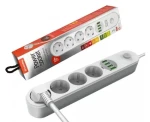 ColorWay CW-CHE44W bílá / Prodlužovací kabel / 4 zásuvky / 4× USB / 2 m (CW-CHE44W)