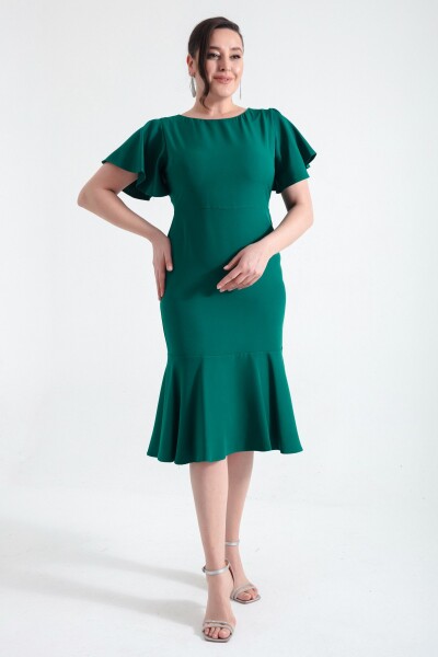 Lafaba Women's Emerald Green Plus Size Flounce Dress