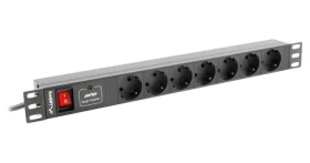 Lanberg PDU černá / Zásuvková lišta do racku / 1U / 19" / 7x zásuvka Schuko / IEC C14 / 10 A / 2 m (PDU-07F-0200-IEC-BK)