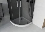 MEXEN/S - Rio čtvrtkruhový sprchový kout 90 x 90, grafit, chrom + vanička se sifonem Flat, bílá 863-090-090-01-40-4110