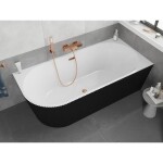 MEXEN/S - Silo volně stojící rohová vana pravá reliéf 170 x 80, bílá/černá, sifon a přepad růžové zlato 52891708075P-60
