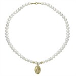 Perlový náhrdelník Celeste Gold - medailonek Panna Maria, Zlatá 41 cm + 3 cm (prodloužení)