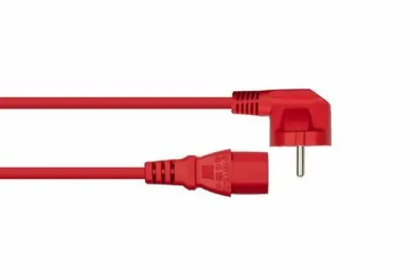 Kabelmeister Schuko 90° - C13 červená / Napájecí kabel / 1 m / 10 A / 250 V (SK0130-R010)