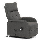 Křeslo polohovací, eletrické, šedá látka.