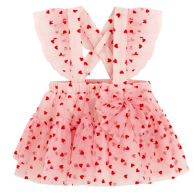 Laclová sukně s volánky se srdíčkovým vzorem -růžová - 62 LIGHT PINK