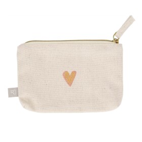 Räder Kosmetická taštička Heart Embroidered, béžová barva, přírodní barva, textil