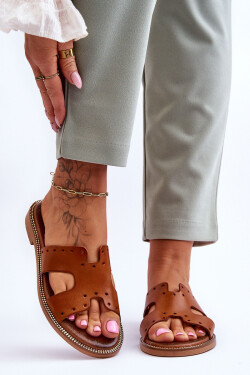 Zazoo 40326 Dámské žabky s ozdobnými výřezy hnědé 38