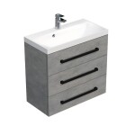 Koupelnová skříňka s černou úchytkou a umyvadlem SAT Cube Way 80x76,5x40 cm beton mat CUBE2C803BE CUBE2C803BE