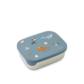 LIEWOOD Svačinový box Arthur Arctic Sea 900 ml, modrá barva, kov