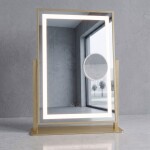 REA - Zrcadlo LED LUMI L.Gold 30x40cm HOM-01802