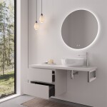 CERANO - Koupelnová skříňka Carole - bílá matná + deska pod umyvadlo Navira Pro - 36 mm + konzole chrom - 120x46x51,6 CER-606177