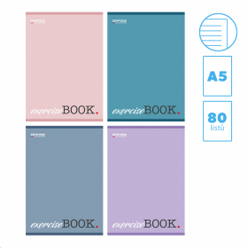 Office Products školní sešit, A5, 60 g, 80 listů, linka, mix barev - 4ks