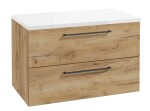 Kielle - Vega Skříňka včetně desky pod umyvadlo 80x50x46 cm, zlatý dub/lesklá bílá 50018S821