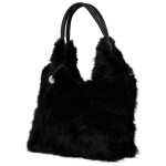 Módní dámská plyšová kabelka do ruky Viorica, černá