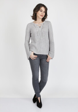 Dámský svetr SWE 117 Sweater Grey S model 17570712 - MKMSwetry