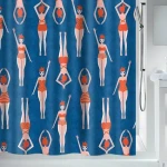 SPIRELLA Sprchový závěs BAIGNEUSES motiv plavkyň modrý / Polyester / 120 x 200 cm