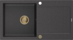 MEXEN/S - Leo granitový dřez 1 s odkapávačem 900x500 mm, černá kropenatá,+ zlatý sifon 6501901010-76-G