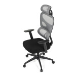 Kancelářská židle, šedá síťovina, černý plast, kolečka na tvrdé podlahy
