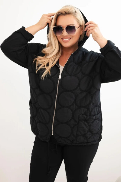 Dámská mikina Plus Size bavlněná na zip černá UNI