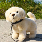 Plyšový pes zlatý retrívr stojící s vodítkem 25 cm ECO-FRIENDLY