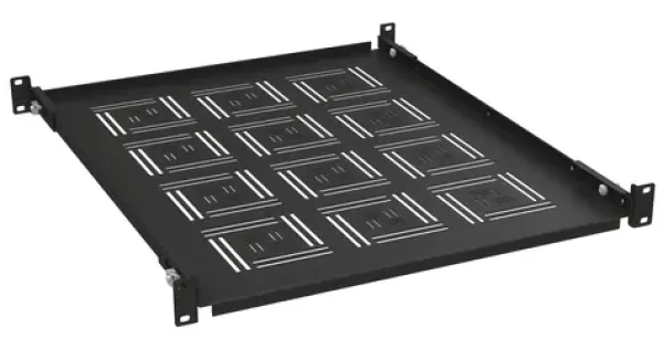 19" Police 1U 550mm černá UP-15-B / Police do racku / hloubka 550mm / úchyt na přední i zadní lišty (80192452)