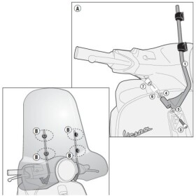 A5620A montážní sada pro plexi 104A/S pro Piaggio Vespa Gts 125-300/Gts 125-300 Super (23-25)