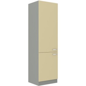 Skříňka pro vestavenou lednici 60 LO-210 2F Barva korpusu: Šedá, Barva dvířek: Krémový lesk (Karmen)