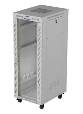 Lanberg 32U 19" šedý / Stojanový rozvaděč / 600x800 mm / Flat pack / Skleněné dveře / LCD / Nosnost 1200 kg (FF01-6832-12SL)