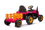Mamido Dětský elektrický traktor BBH-030 s přívěsem růžový
