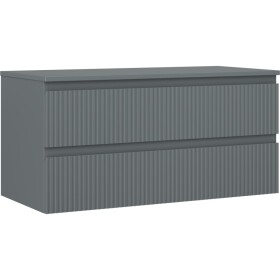 MEXEN/S - Rivel koupelnová skříňka pod umyvadlo 100 cm s deskou, 2 zásuvky, reliéf , grafit mat 91A20-10047-2-BFFC66