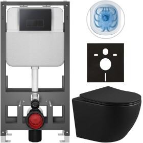 CERANO - Kompletní WC set Basic/Cesso - černá matná - WC tlačítko Modulo/Černá - volně stojící - předstěnová instalace - 49x36 CER-8050BD86367