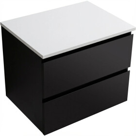 CERANO - Koupelnová skříňka Carole - černá matná + deska z lit. mramoru Elanys - 12 mm - bílá matná - 70x49,2x46 CER-8050BD85519