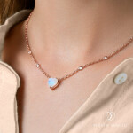 Royal Fashion náhrdelník 14k zlato Vermeil GU-DR23100N-ROSEGOLD-MOONSTONE-TOPAZ