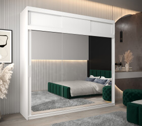 Šatní skříň Abi T3 s nástavcem Barva korpusu: Bílá, Rozměry: 250 cm, Dveře: Bílá