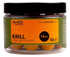 Avid Plovoucí boilie Premium Pop-Ups Krill 14mm 50g,Avid Plovoucí boilie Premium Pop-Ups Krill 14mm 50g