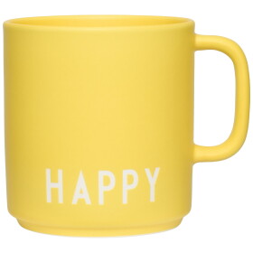 DESIGN LETTERS Porcelánový hrnek Happy Yellow 300 ml, žlutá barva, porcelán