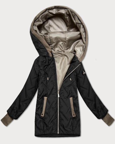 Černá dámská bunda s úpletovými vsadkami S'West (B8561-1) odstíny černé XXL (44)