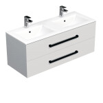 Koupelnová skříňka s černou úchytkou a umyvadlem SAT Cube Way 120x53x46 cm bílá lesk CUBE46C1202BIMOD CUBE46C1202BIMOD