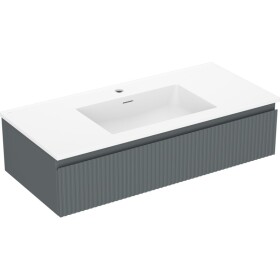 MEXEN/S - Rivel koupelnová skříňka 100 cm s umyvadlem Otis, 1 šuplík, reliéf , grafit mat/bílá mat 91A20-10023-1-BF66-W18M01